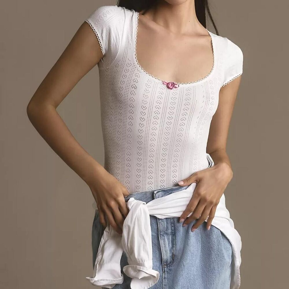 Anthropologie Women's White Bodysuit